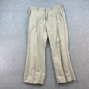 J Crew Beige Relaxed Fit Dress Pants Mens 33x27 Linen Cotten Trousers Summer